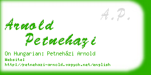 arnold petnehazi business card